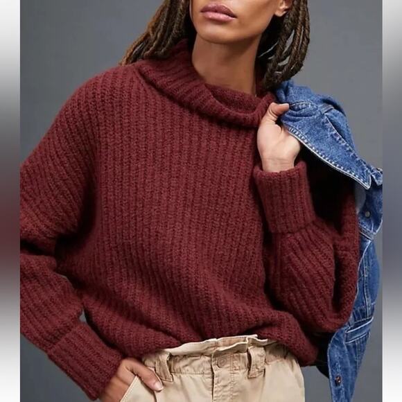 Maeve by Anthropologie Womens XSP Athena Cowl Neck Oversized Sweater - Picture 1 of 10